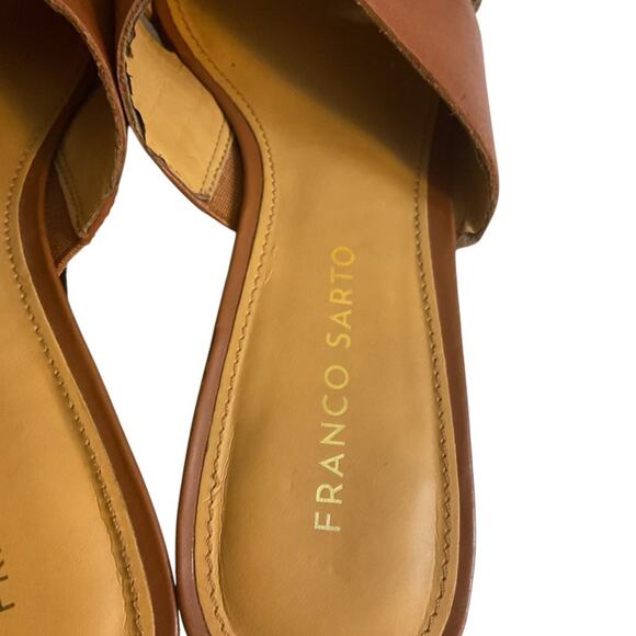 Franco Sarto Frost 2 Platform Wedge Heel Sandals 8M Open Toe Mules Leather Brown - Picture 7 of 11